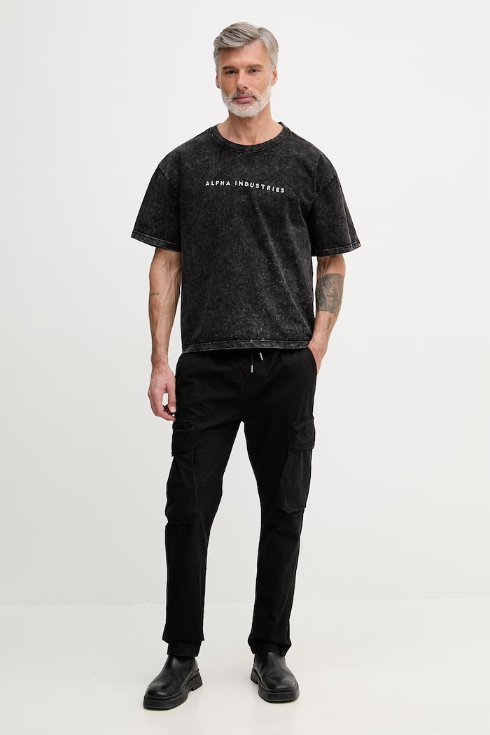 Bavlnené tričko Alpha Industries Acid Logo 258519 čierna SS26