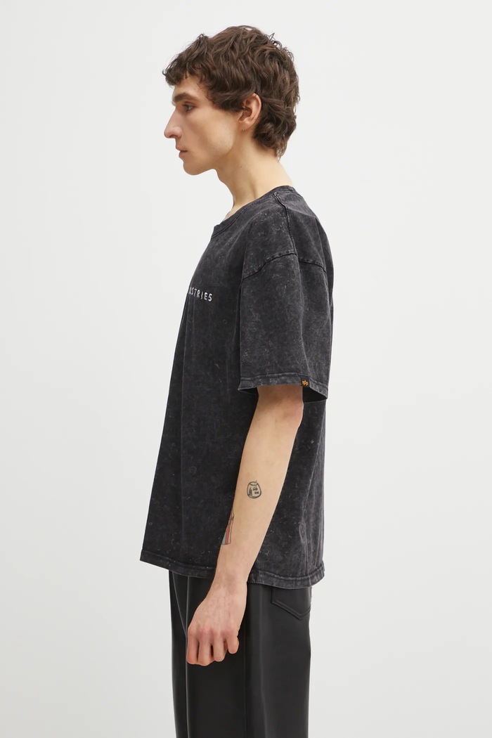 Pamučna majica Alpha Industries Acid Logo 258519 crna SS26