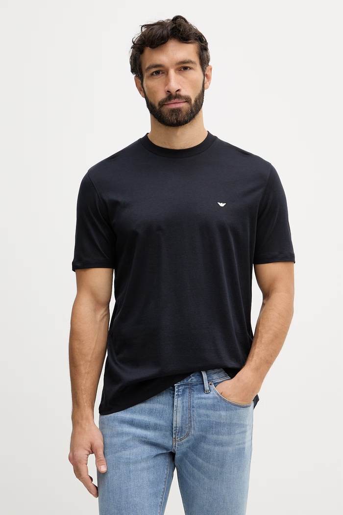 Tričko Emporio Armani jednofarebný tmavomodrá EM004592.AF13747