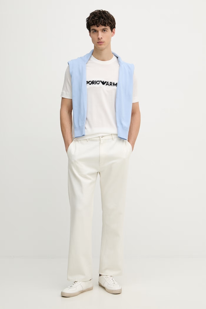 Emporio Armani tričko pánske s lyocellom EM004520.AF13747 béžová SS26