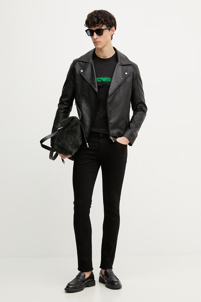 Emporio Armani tricou pentru bărbați, din lyocell EM004520.AF13747 negru SS26