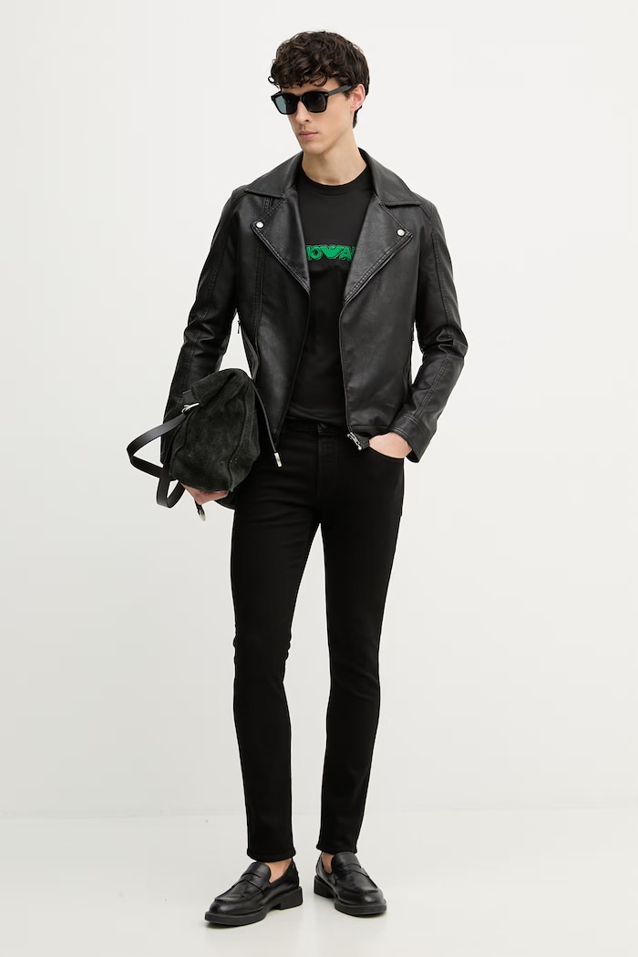 Emporio Armani tricou pentru bărbați, din lyocell EM004520.AF13747 negru SS26