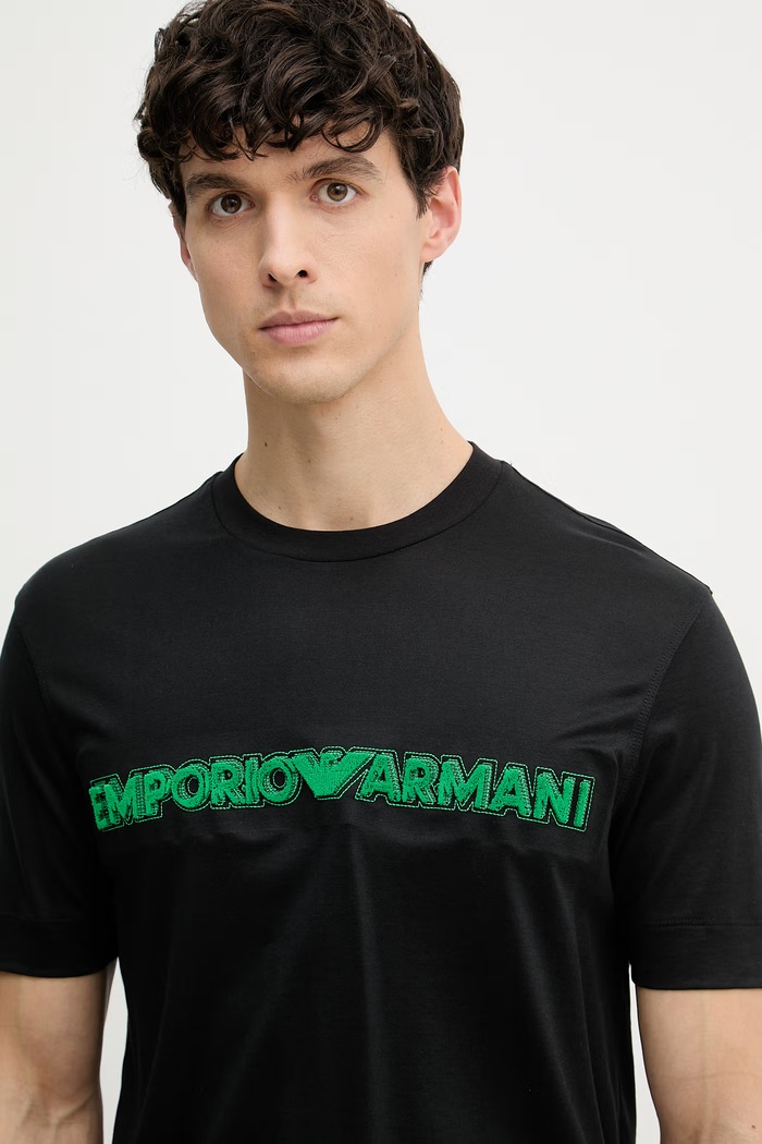 Emporio Armani tricou pentru bărbați, din lyocell negru EM004520.AF13747