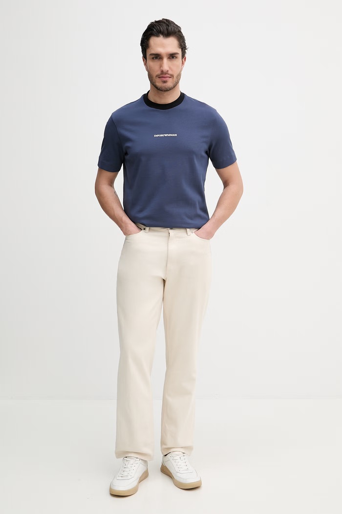 Bavlnené tričko Emporio Armani EM005257.AF13715 tmavomodrá SS26