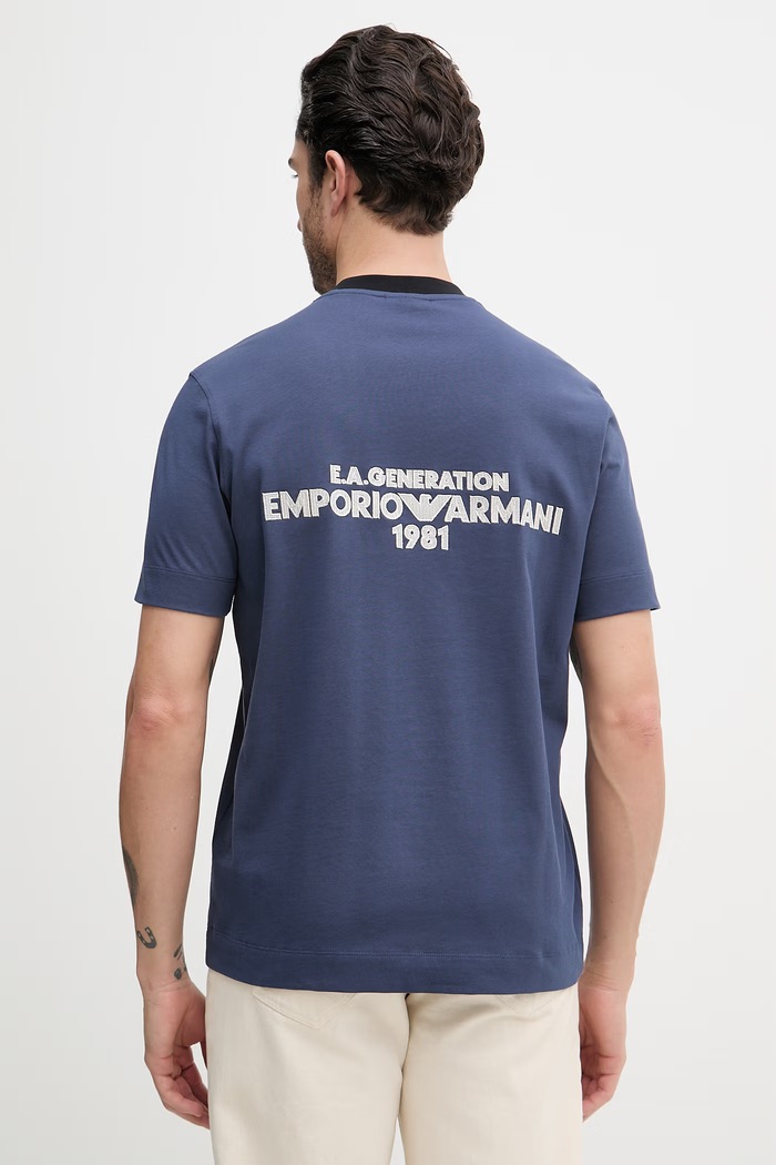 Oblečenie Bavlnené tričko Emporio Armani EM005257.AF13715 tmavomodrá