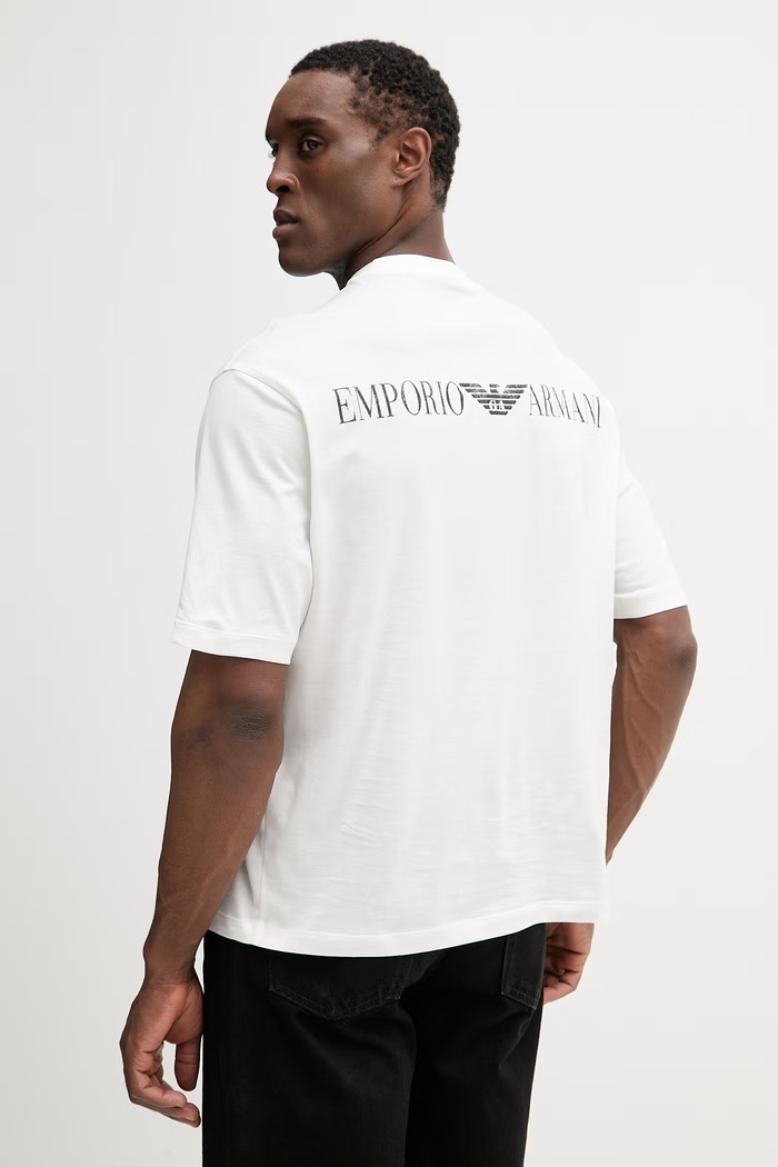 Bavlnené tričko Emporio Armani potlač biela EM005737.AF24470