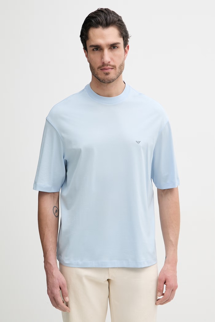 Oblečenie Bavlnené tričko Emporio Armani EM005737.AF24470 modrá