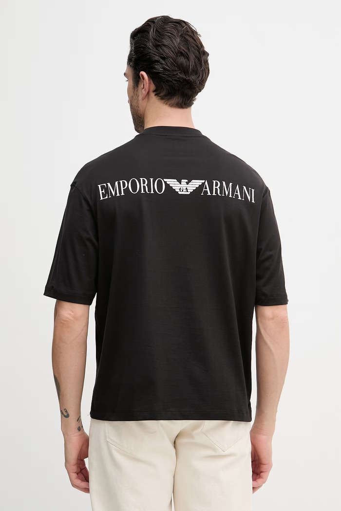 Bavlnené tričko Emporio Armani potlač čierna EM005737.AF24470