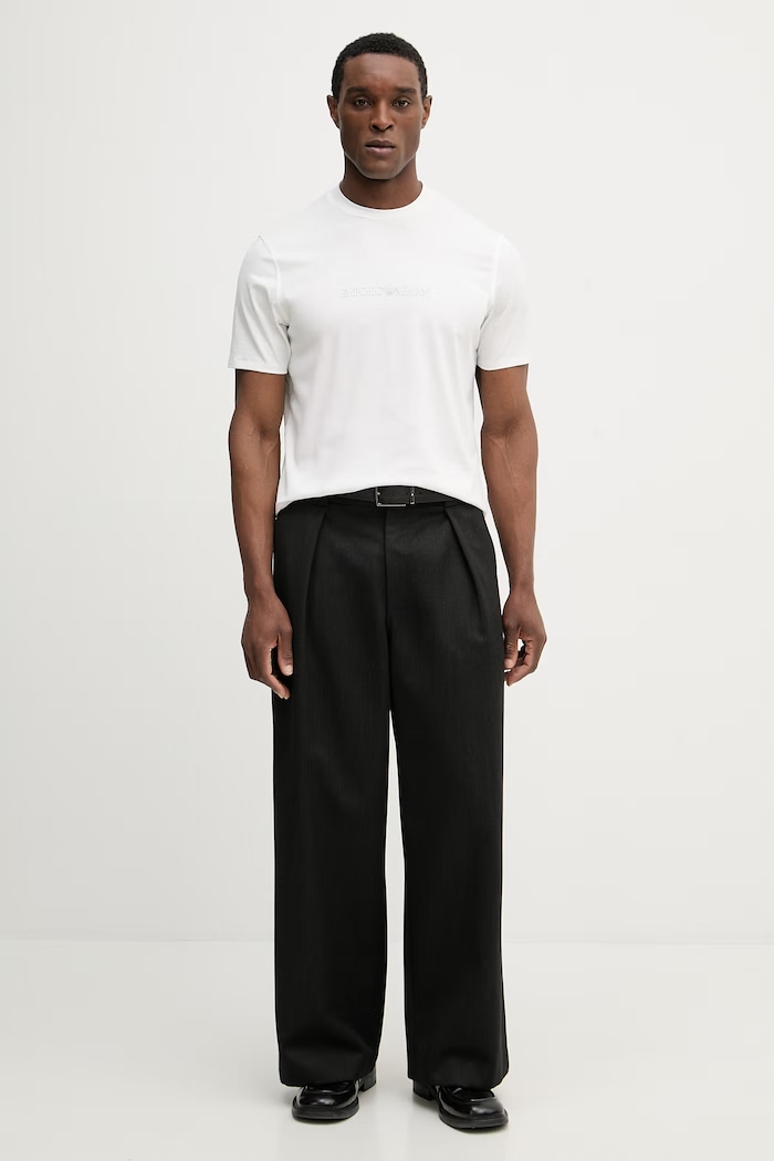 Emporio Armani t-shirt bawełniany EM004583.AF13669 beżowy SS26
