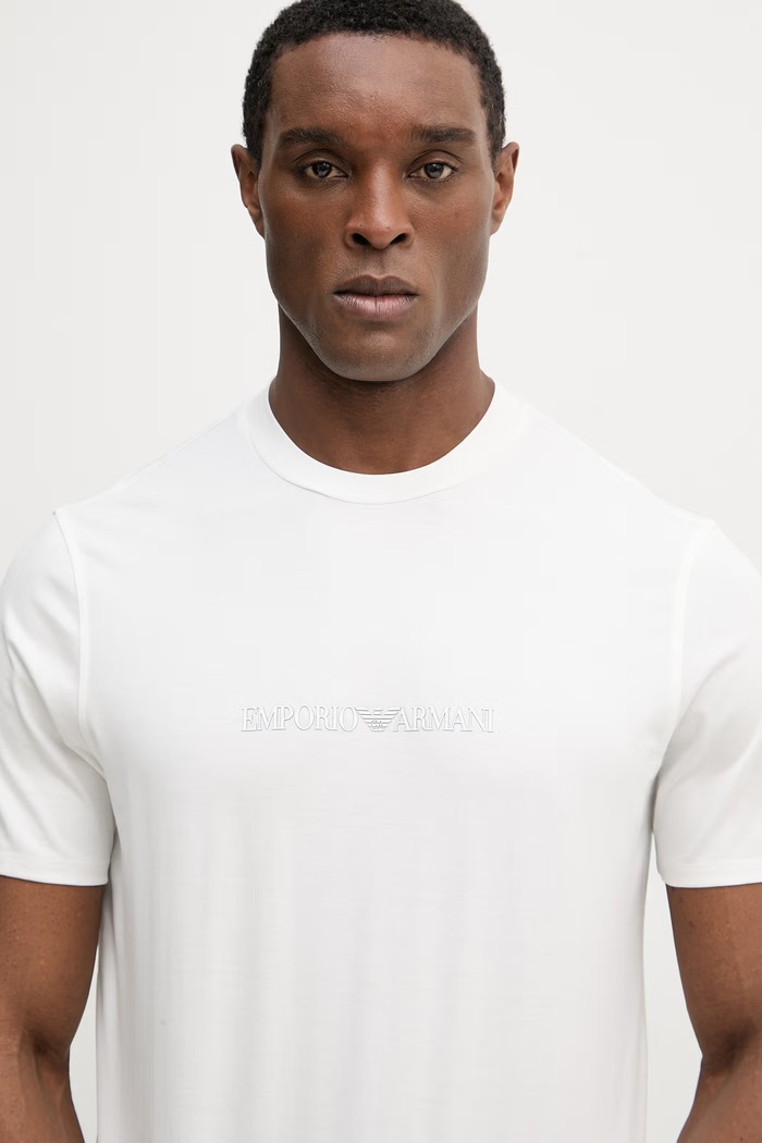 Emporio Armani t-shirt bawełniany beżowy EM004583.AF13669