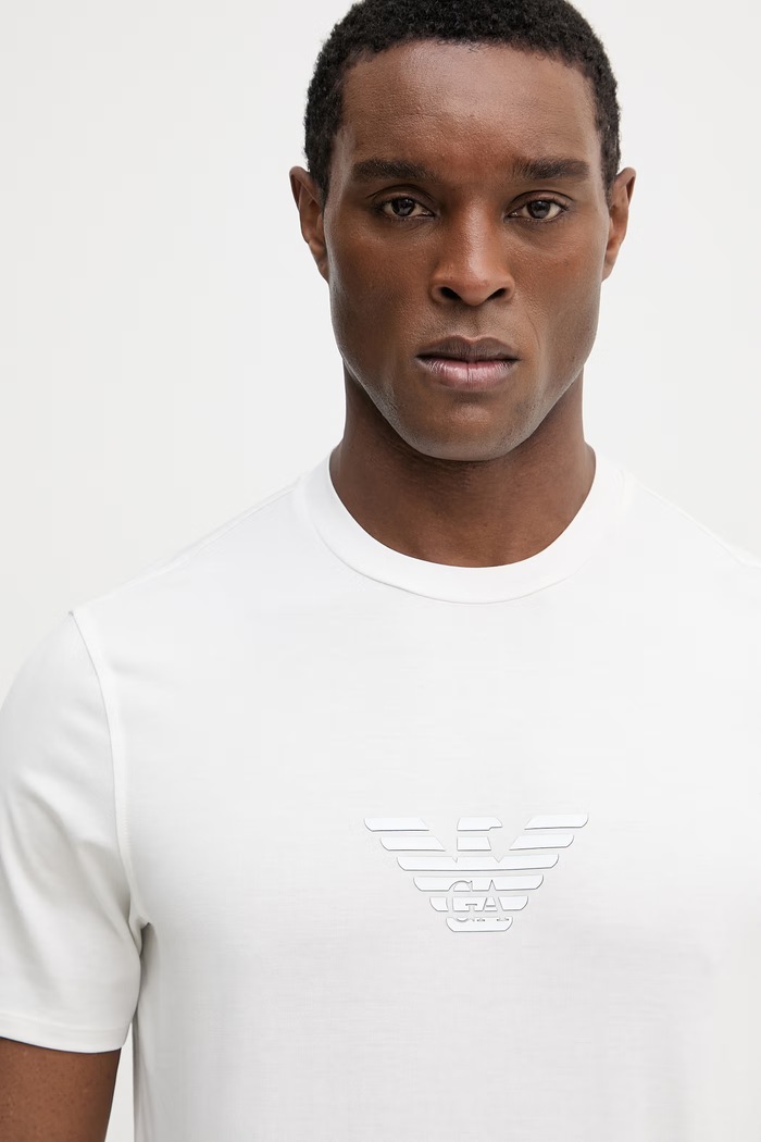 Emporio Armani t-shirt bawełniany beżowy EM004583.AF13669
