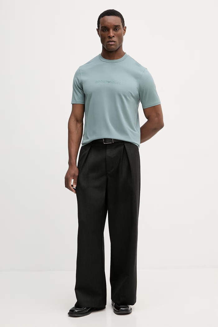Emporio Armani t-shirt bawełniany EM004583.AF13669 zielony SS26