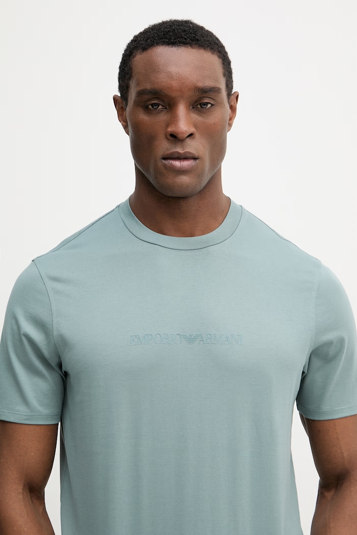 Emporio Armani t-shirt bawełniany zielony EM004583.AF13669