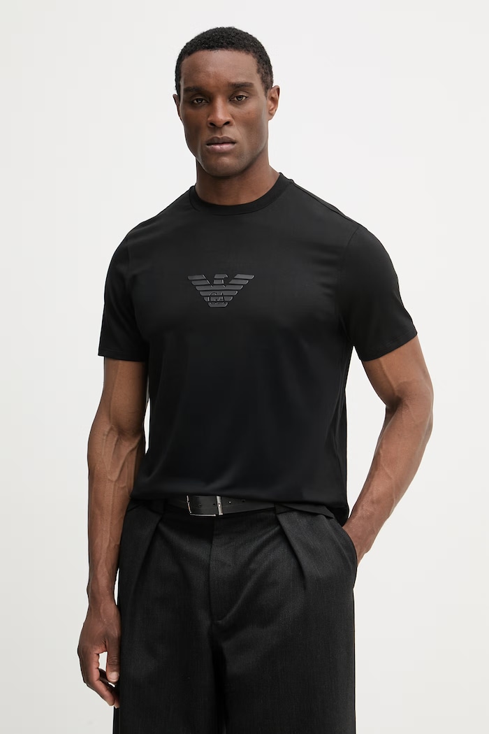 Emporio Armani t-shirt bawełniany nadruk czarny EM004583.AF13669