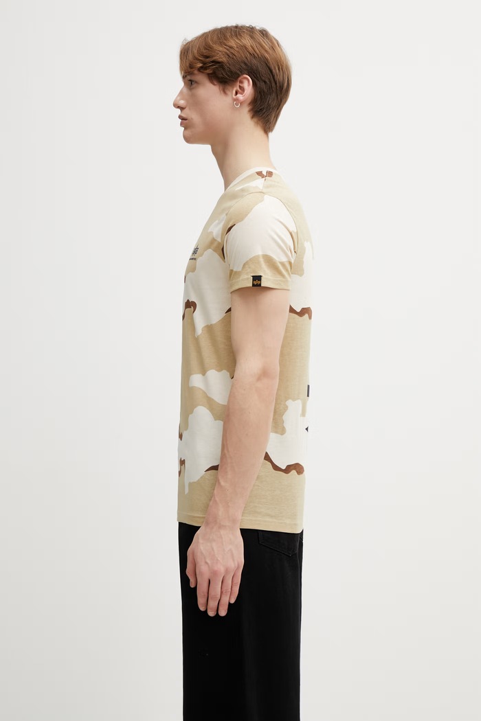 Alpha Industries cotton t-shirt Backprint 128507C beige SS26