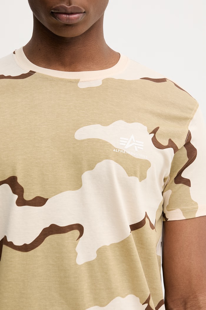 Alpha Industries Basic Small Logo T-shirt bawełniany męski beżowy 188505C