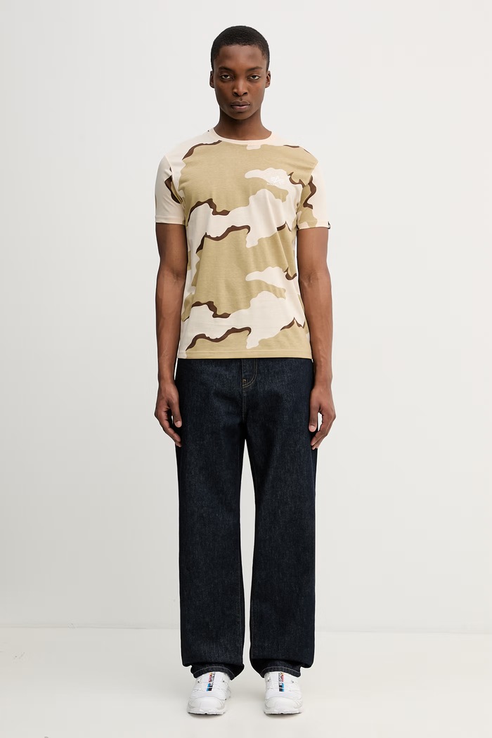 Alpha Industries Basic Small Logo T-shirt bawełniany męski 188505C beżowy