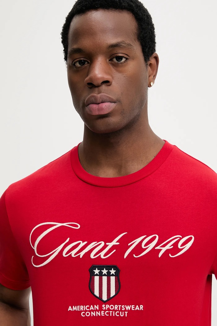 Gant tricou din bumbac rosu 2003370