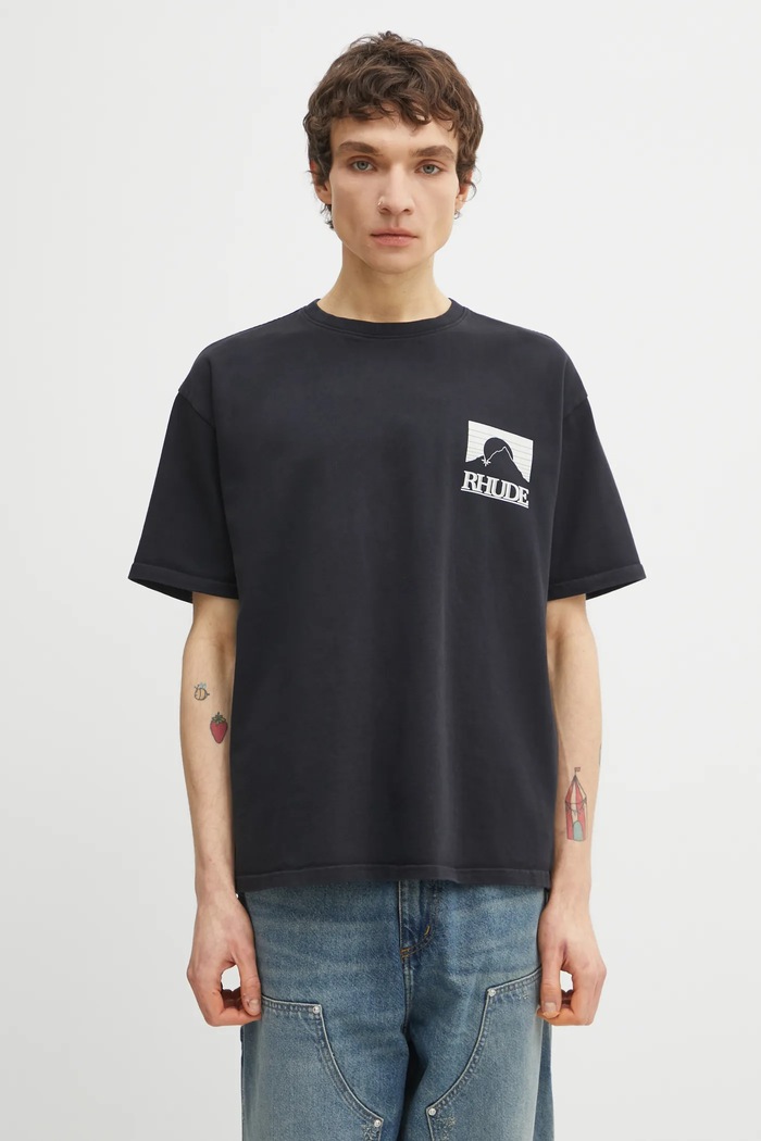 Bavlněné tričko RHUDE Moonlight Pack relaxed černá RHPS26TT07012