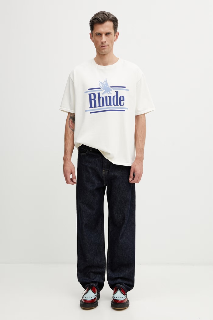 RHUDE Rossa t-shirt βαμβακερό Ανδρικό RHSS26TT01012 μπεζ