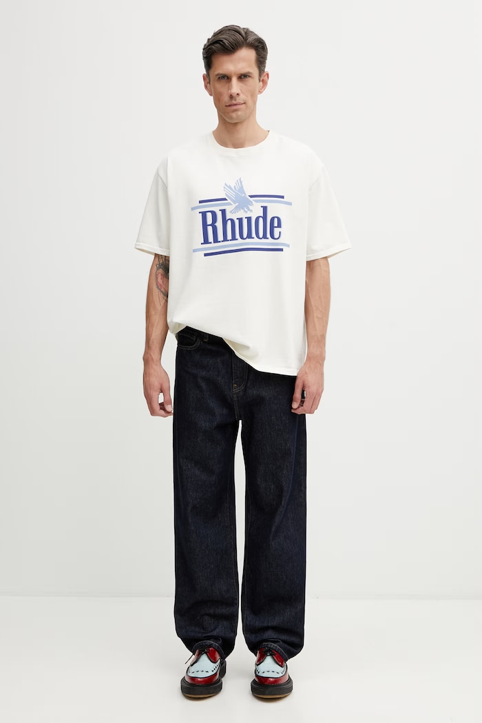 RHUDE Rossa t-shirt βαμβακερό Ανδρικό RHSS26TT01012 μπεζ
