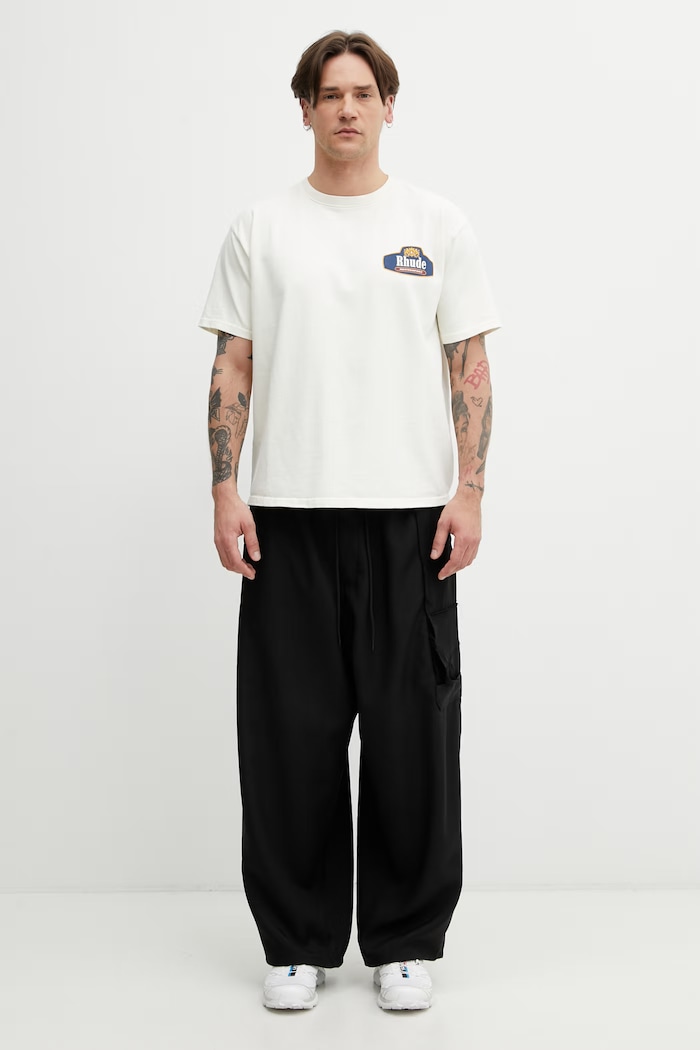 RHUDE Racing Crest t-shirt βαμβακερό ανδρικό RHSS26TT04012 μπεζ