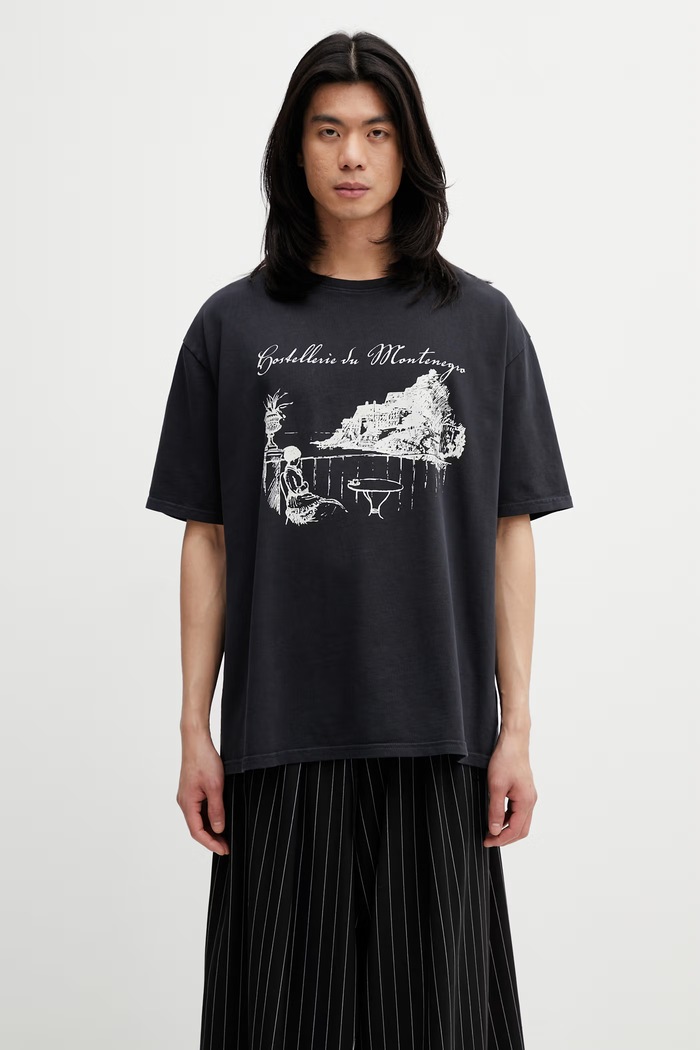 RHUDE Montenegro Morada t-shirt βαμβακερό ανδρικό μαύρο RHSS26TT06012
