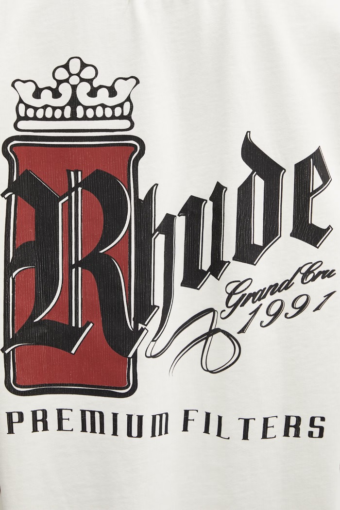 RHUDE Fumar 91 футболка бавовняна чоловіча бежевий RHSS26TT07012
