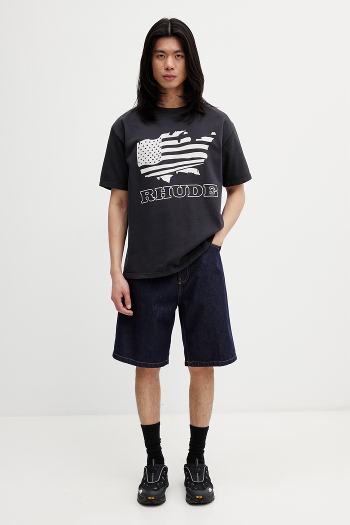 RHUDE Banner Tee футболка из хлопка для мужчин RHSS26TT08012 чёрный