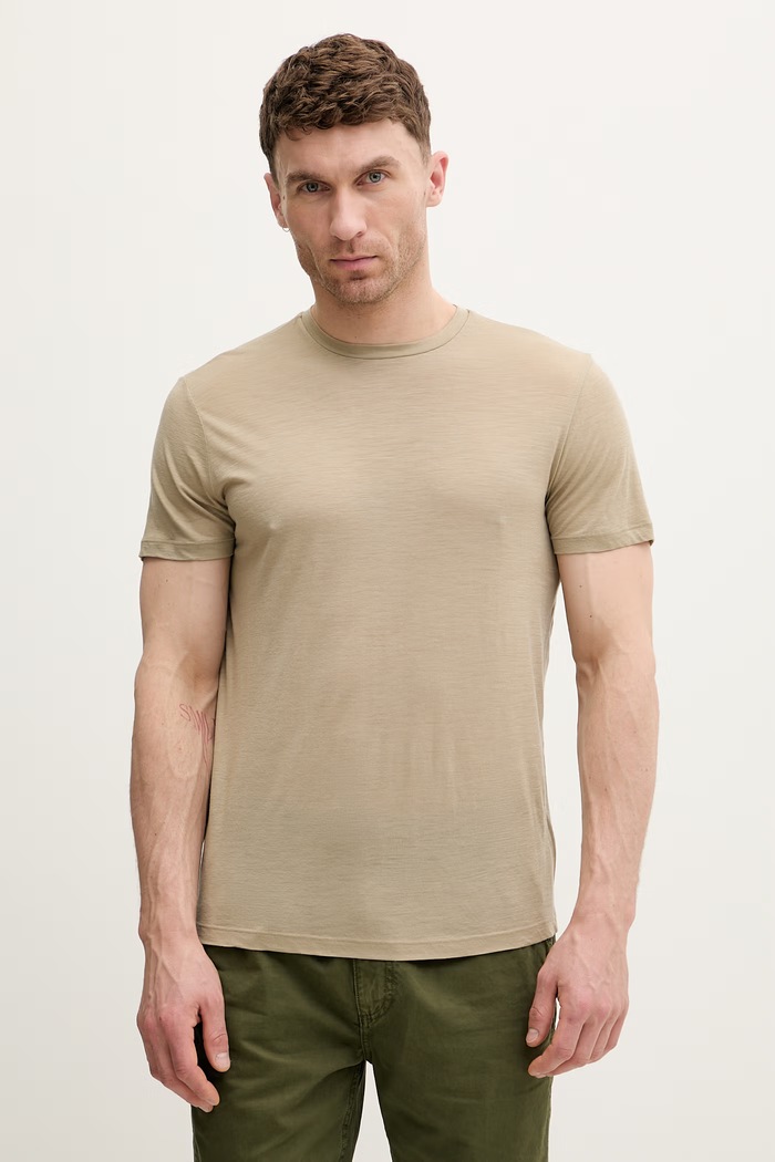 Icebreaker t-shirt męski z wełny merino Mer 150 Tech Lite III SS Tee beżowy IB0A56WL0GX1