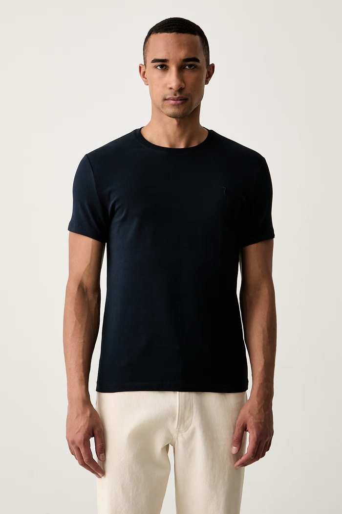 Trussardi T-shirt męski bawełniany z elastanem granatowy G0228000123N