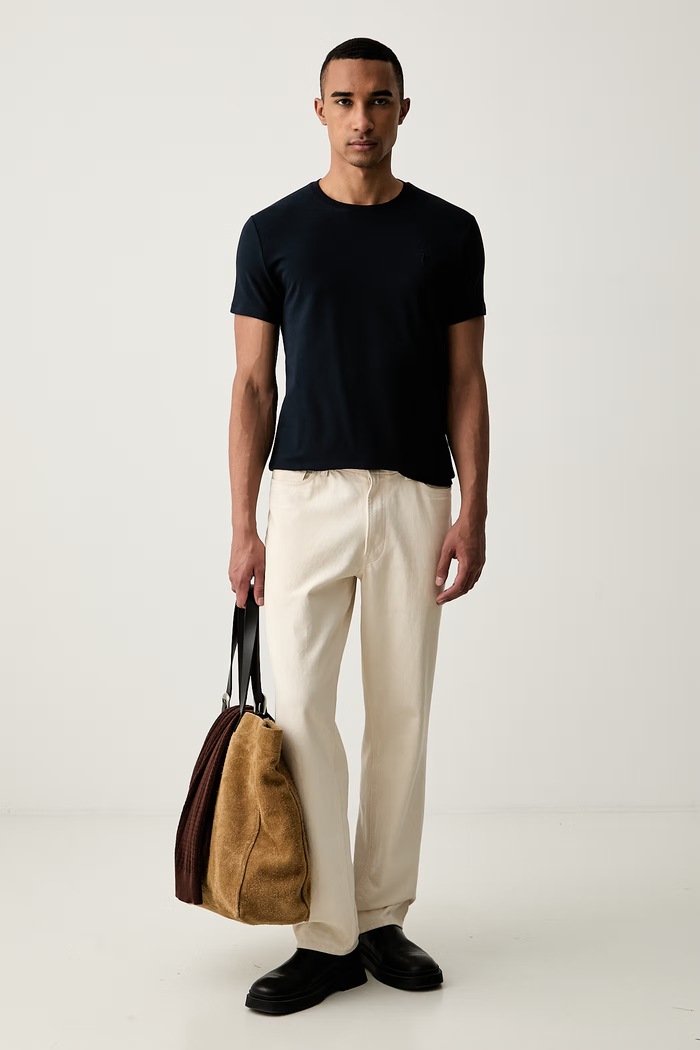 Trussardi T-shirt męski bawełniany z elastanem G0228000123N granatowy SS26