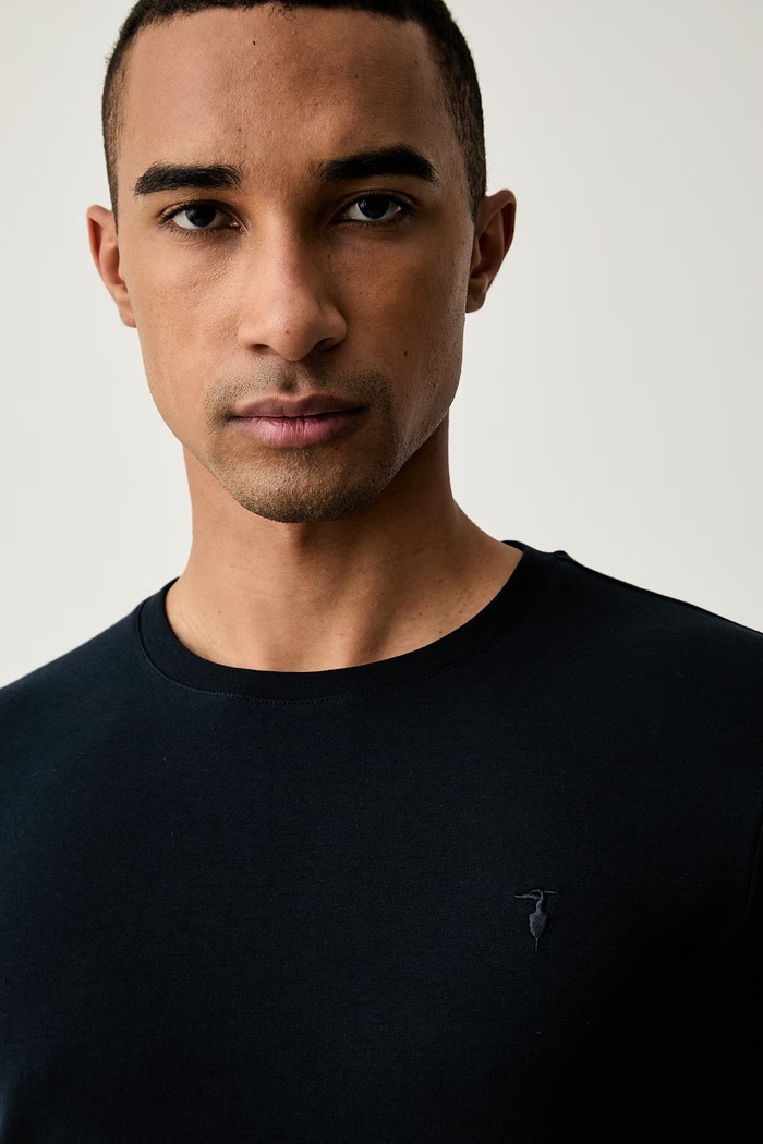 Trussardi T-shirt męski bawełniany z elastanem granatowy G0228000123N