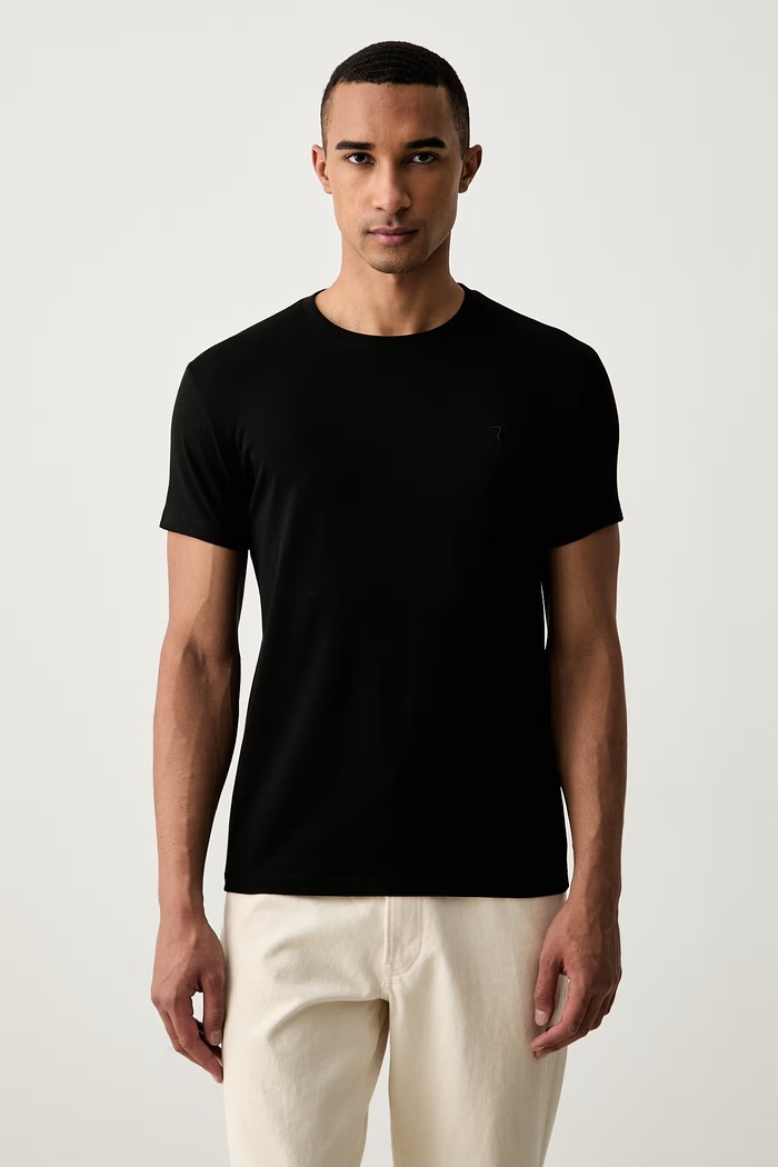 Trussardi T-shirt męski bawełniany z elastanem czarny G0228000123N