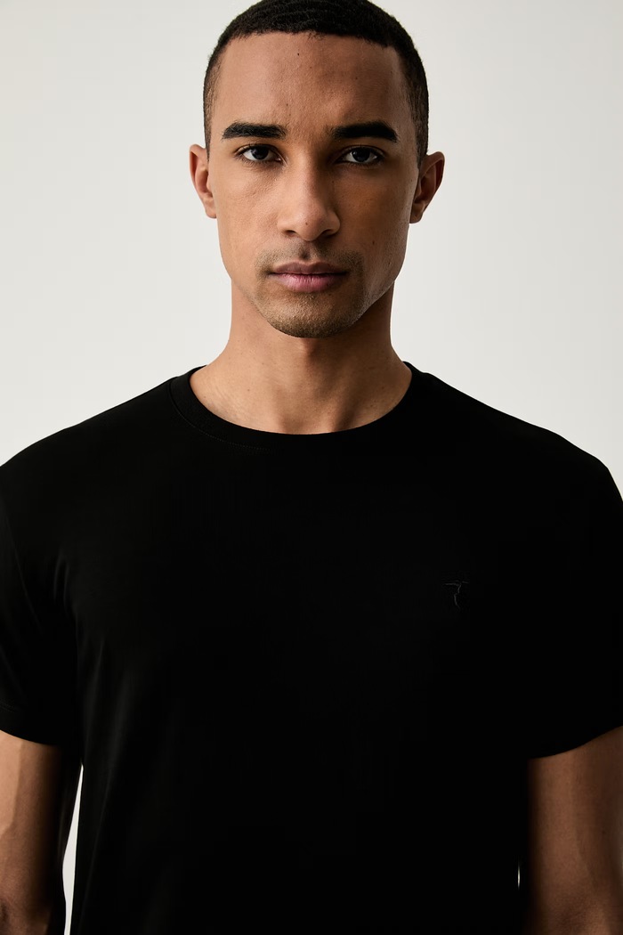 Trussardi T-shirt męski bawełniany z elastanem czarny G0228000123N