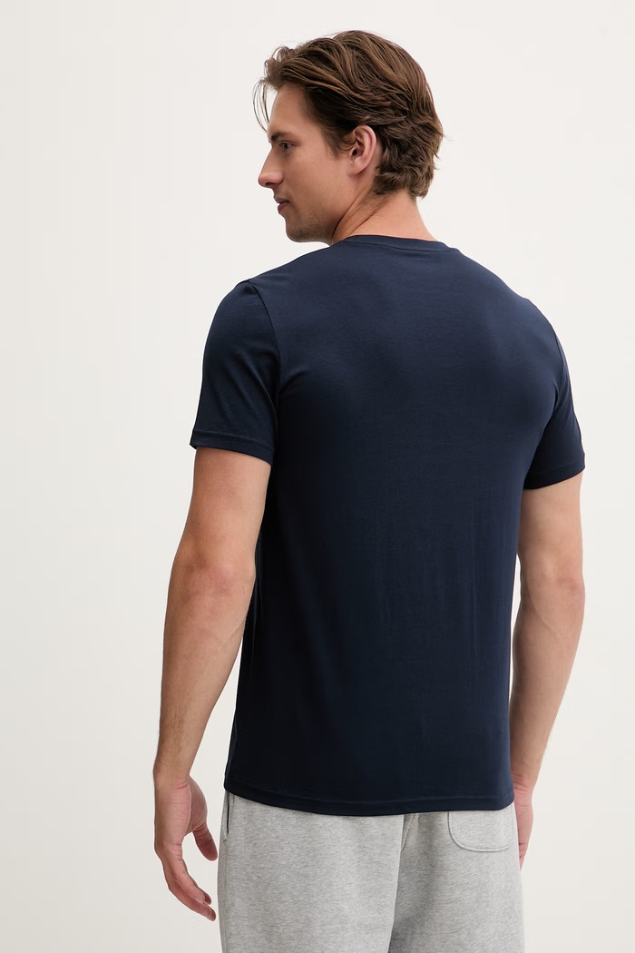 Odzież Emporio Armani Underwear T-shirt basic męski bawełniany z elastanem 2-pack EM000391.AF18881 granatowy