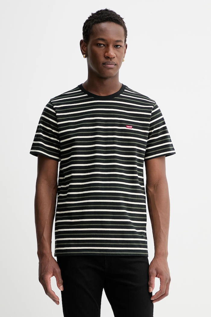 Βαμβακερό μπλουζάκι Levi's SS ORIGINAL HM TEE εμπριμέ μαύρο 56605.0303