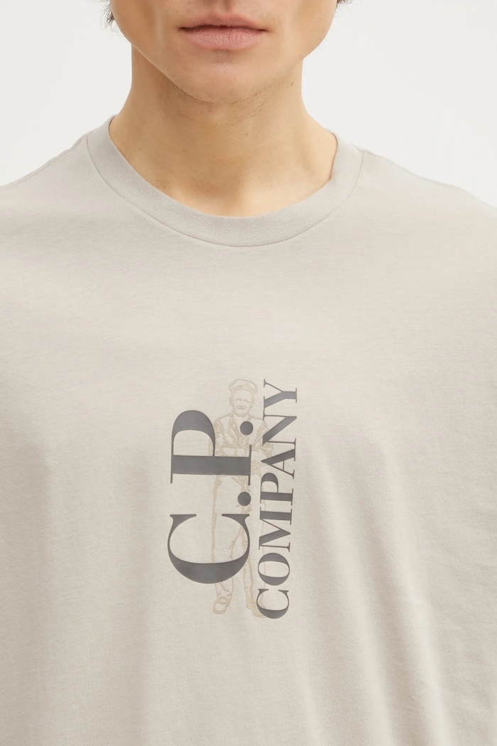 C.P. Company t-shirt bawełniany beżowy 20CMTS084A005100W