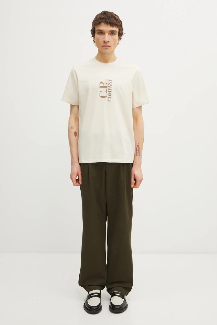 C.P. Company tricou din bumbac 20CMTS084A005100W bej