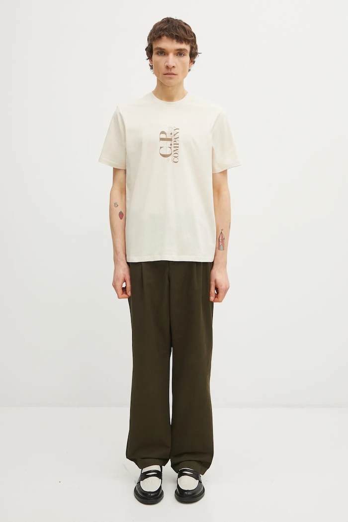 C.P. Company tricou din bumbac 20CMTS084A005100W bej