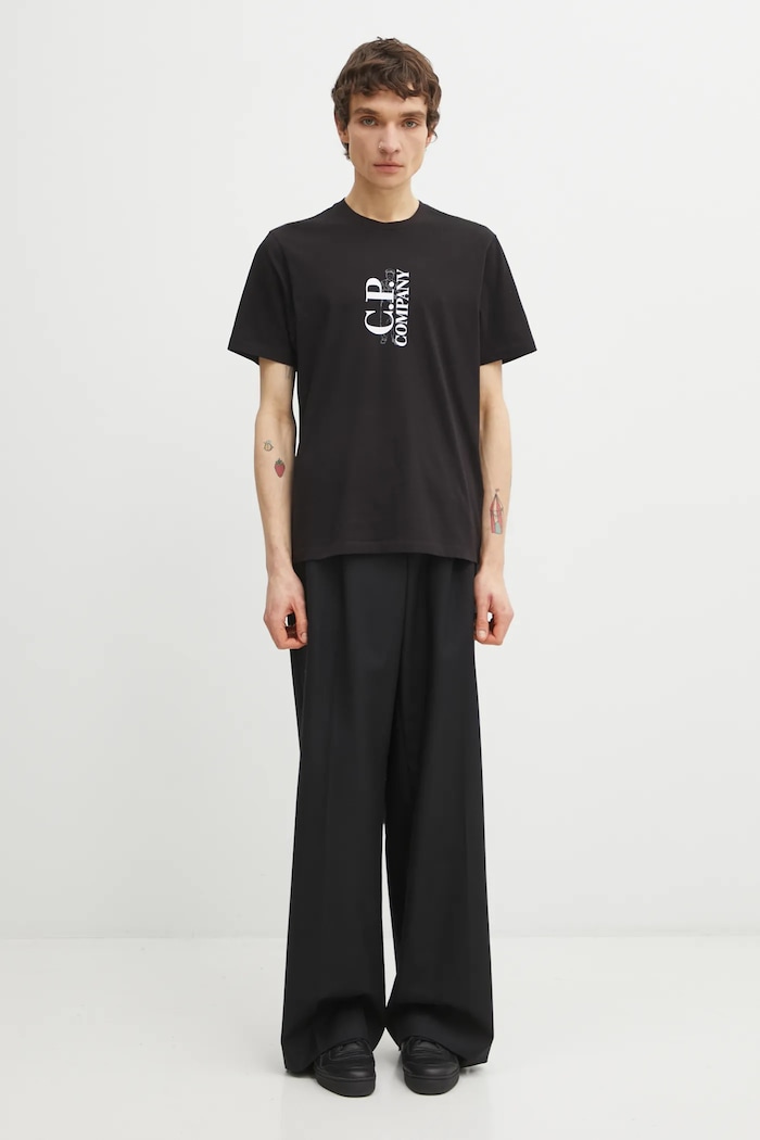 C.P. Company tricou din bumbac 20CMTS084A005100W negru
