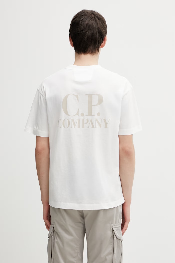 Îmbrăcăminte C.P. Company tricou din bumbac 20CMTS086A005100W alb
