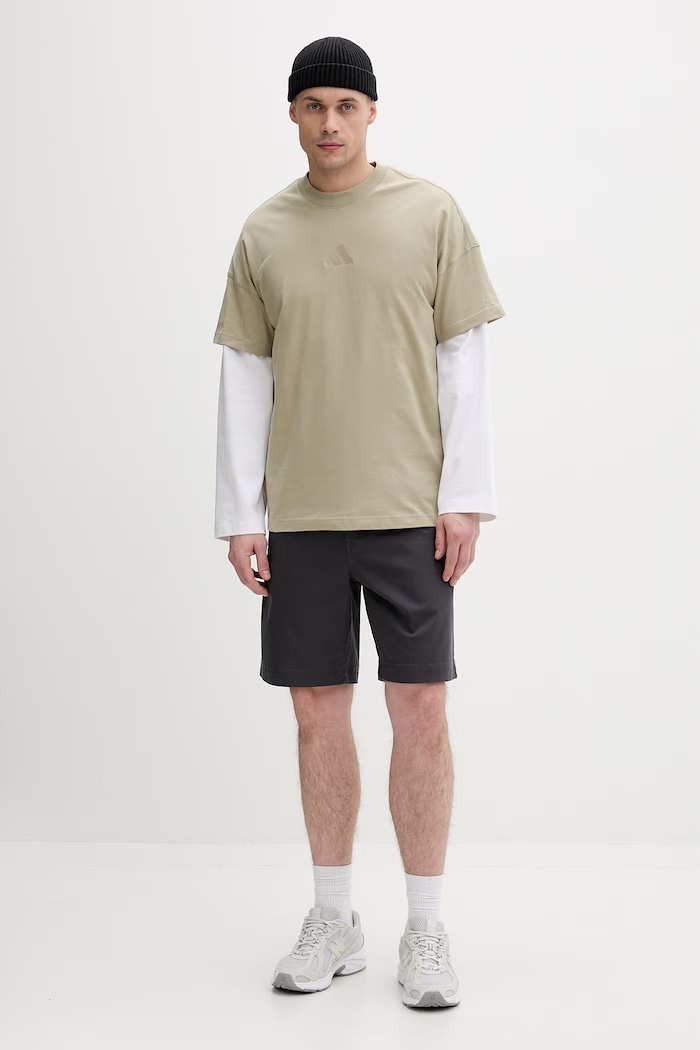 adidas basic tričko pánske bavlnené KC3187 zelená SS26