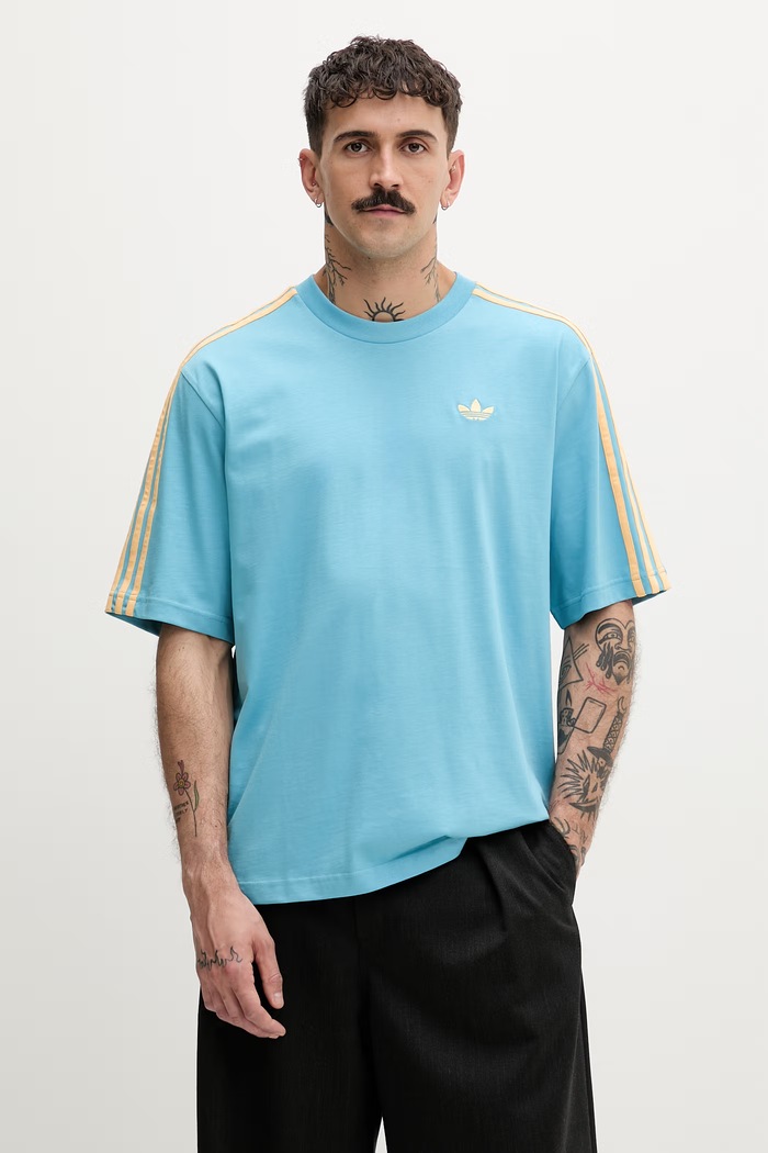 adidas Originals T-shirt męski bawełniany turkusowy KE1588