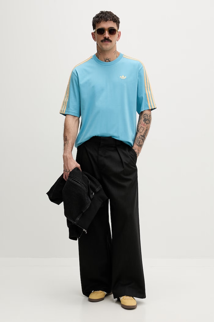 adidas Originals T-shirt męski bawełniany KE1588 turkusowy SS26