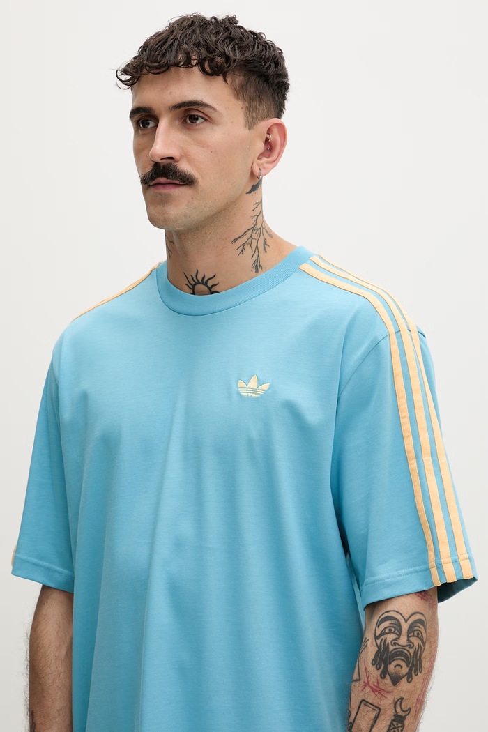 adidas Originals T-shirt męski bawełniany turkusowy KE1588