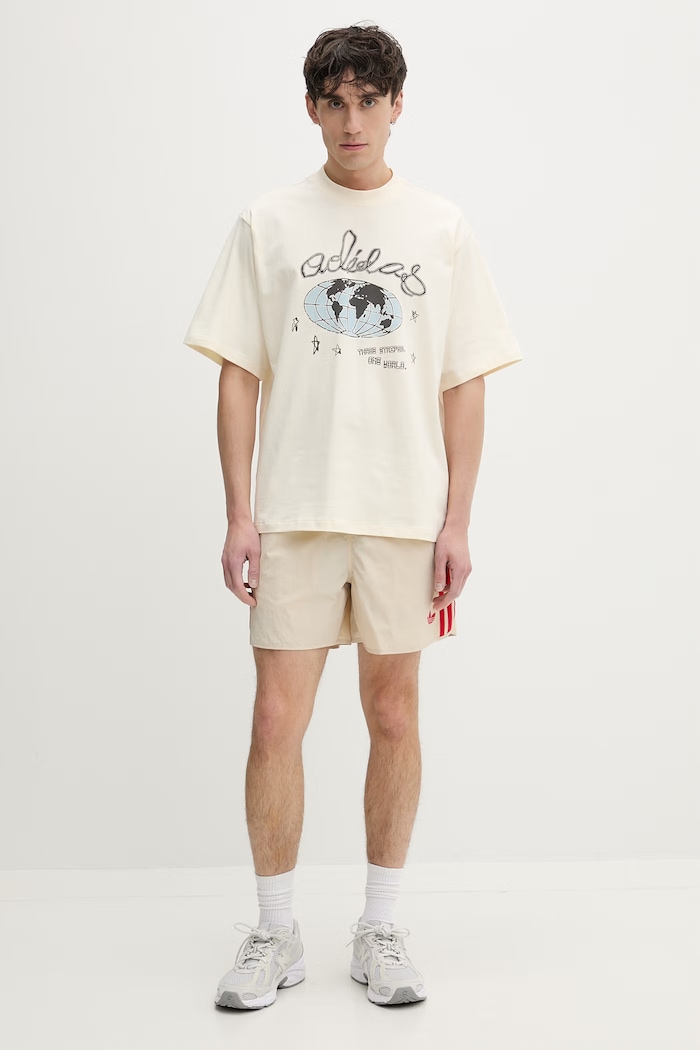 adidas Originals t-shirt męski bawełniany KU9207 beżowy SS26