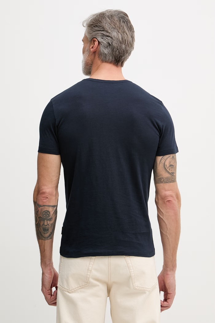 Îmbrăcăminte Sisley tricou pentru bărbați, din bumbac 3WF0S1052 bleumarin