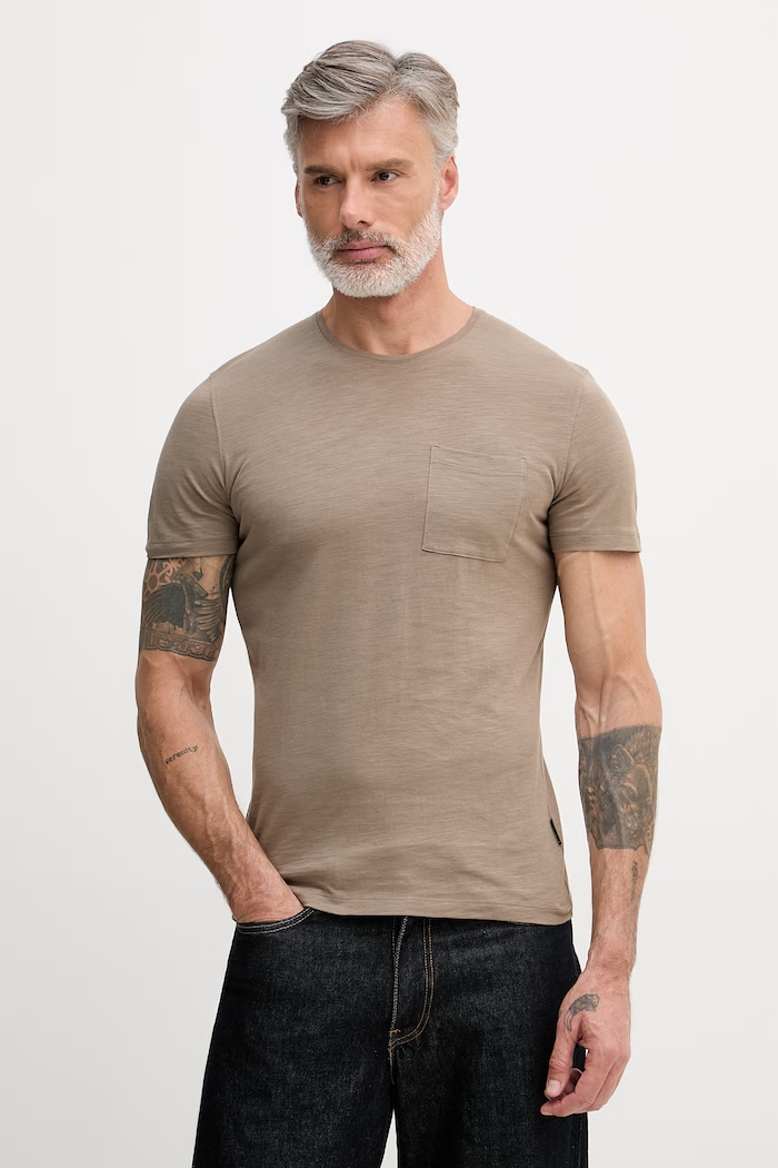 Sisley tricou pentru bărbați, din bumbac maro 3WF0S1052