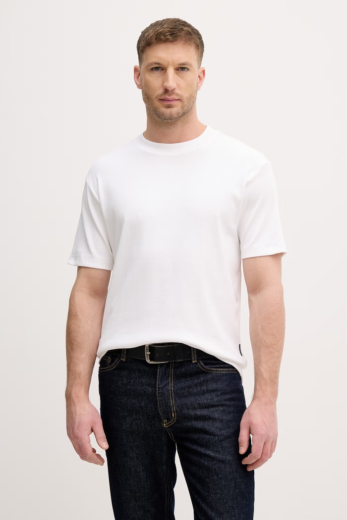 Sisley tricou bărbătesc din bumbac alb 3WIZS104Z